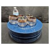 8 Dinner Plates & Small Glasses
