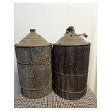 2 Antique Kerosene Cans Metal & Wood