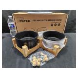 6 Inch Ceramic Pet Bowls & Bamboo Stand BLK