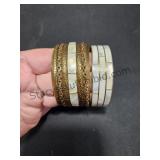 2 VNT Bangle Bracelets Brass & Mother Of Pearl