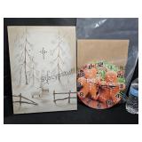 Clock & Lighted Snowman Canvas