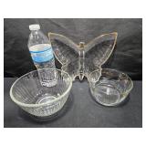 Glass Butterfly & Bowls