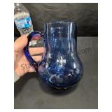 Hand Blown Blue Glass Pitcher