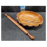 Wood Bowl & Rolling Pin