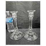VNT Etched Glass Candlesticks