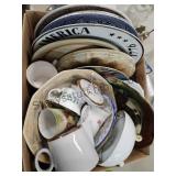 Box Of Older Plates, Bowls & Tea Cups