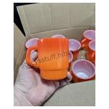10 Orange Fire King Mugs
