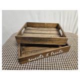 2 Stained Wood Baskets