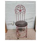 Metal Frame Wood Seat Parlor Chair