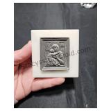 Marble & Pewter Madonna & Child Paperweight