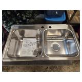 Stainless Steel Double Sink Corner Bent