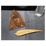Pyramid Paperweight & Leaf Letter Opener