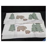 2 VTG Hand Embroidered Pillowcases Bears
