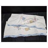 2 VTG Liquid Embroidered Pillowcases