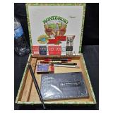 Cigar Box Of Writing & Marking Supplies