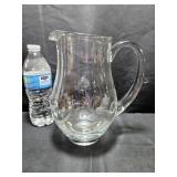 Clear Etched Glass Pitcher