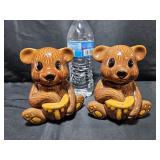2 Ceramic Bear Canisters