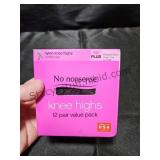 12 Pk Black Knee Highs Plus