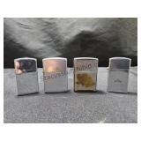 4 VTG Zippo Lighters