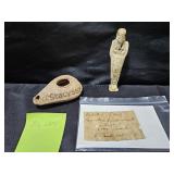 Oil Lamp & Egyptian Shabti