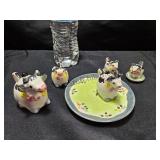 Mini Cow Tea Set A Few Chips