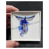 Art Glass Seahorse Necklace Blues
