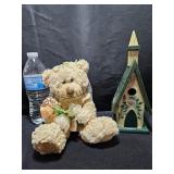 Wax Bear & Decorative Birdhouse