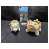 2 Ceramic Mini Pig Planters
