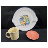 Fiesta Plate chipped, Mug & Saucer