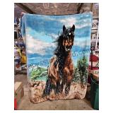 Horse Throw Blanket Good Used