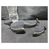Cast Iron Whale Figurines