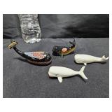 Ceramic & Wood Whale Figurines