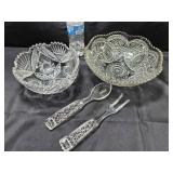 Pressed Glass Bowls & Serving Utensils
