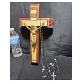 VTG INRI Crucifix With Water Bottle & Candles