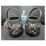 2 Candle Lanterns W/Bat Op Candles