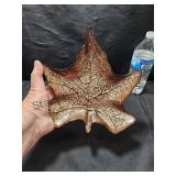 Glass Leaf Candy Dish Brown