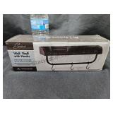 Wall Shelf W/Hooks DK Brown