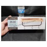 Wall Shelf W/Hooks LT Brown