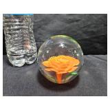 Pretty Art Glass Paperweight Flower