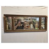 Old 3 Panel Mirror Damaged Corners 33 Inch