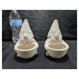 2 Ceramic Gnome Planters