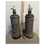 2 VTG Faded Metal Lamps