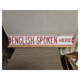 3 FT Speak English Enameled Sign