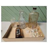 Old Glass Bottles & Modern Shot Glasses