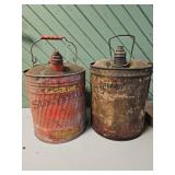 2 Old Metal Gas Cans 5 Gal