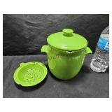 Ceramic Jar W/Colander Chipped Colander