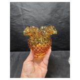 Fenton Amber Ruffle Vase