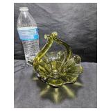 Art Glass Olive Green Basket