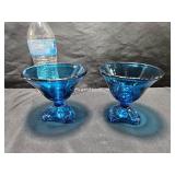 Cobalt Blue Pedistal Candle Holders