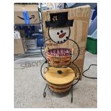 Longaberger Snowman Basket Rack & Baskets